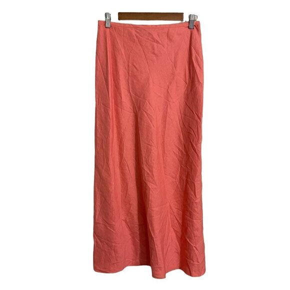 Vintage Parisian Signature Womens Pink 100% Linen Tea Length Maxi Skirt Small - Picture 1 of 6